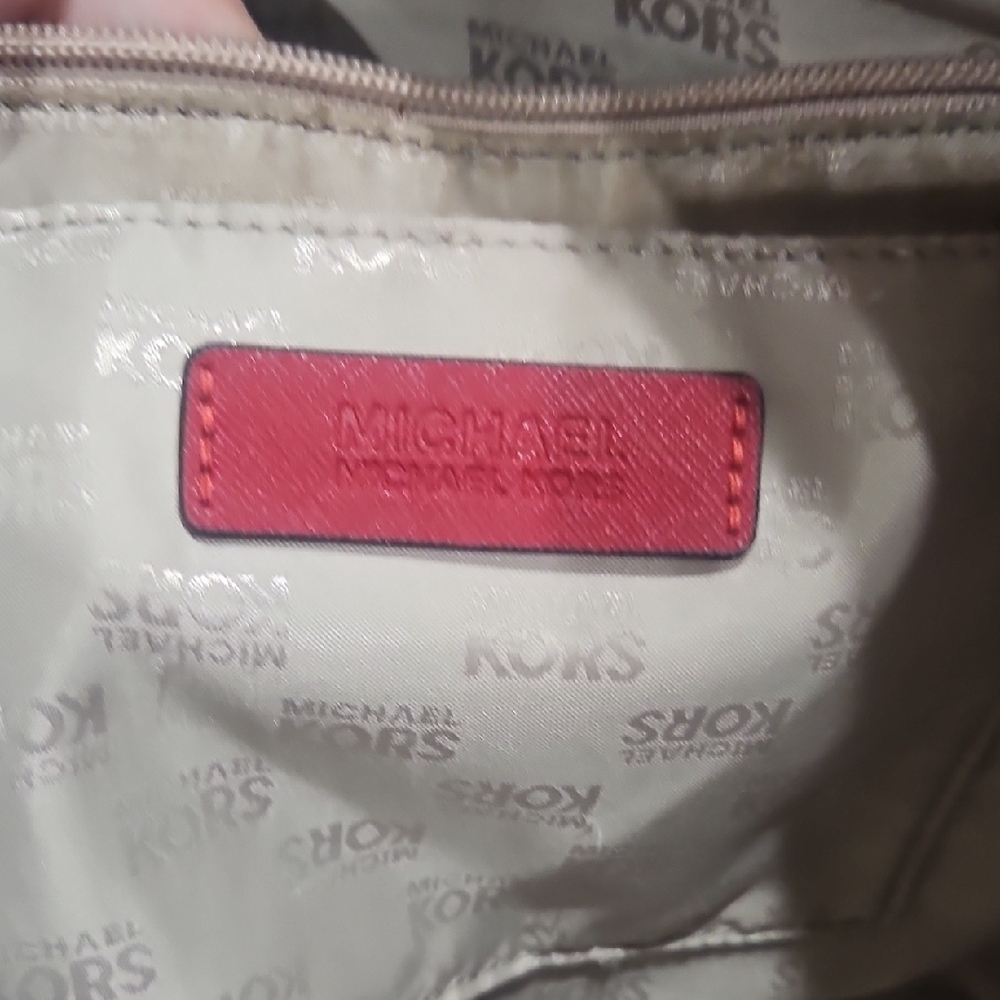 Michael Kors Cherry Red Tote with Gold Logo - Picture 8 of 10